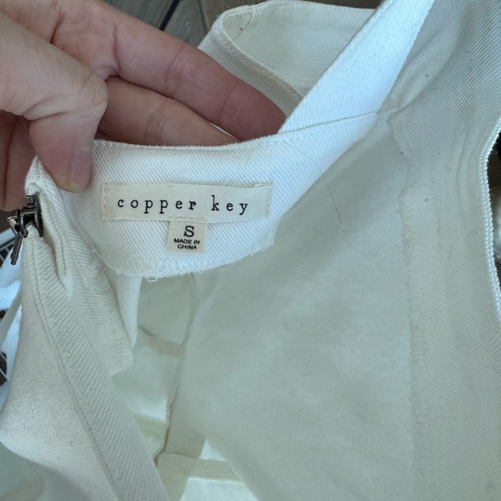 Copper Key White Denim Jumpsuit - Picture 4 of 9